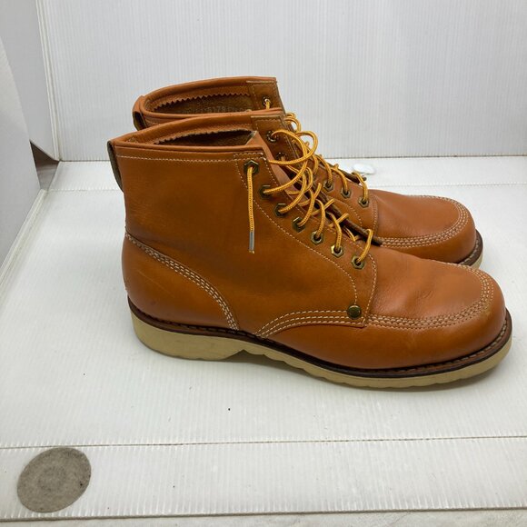 Vtg STATUS 1980 work rockabilly moc red wing style mens boots sz 10 EEE - Picture 2 of 12